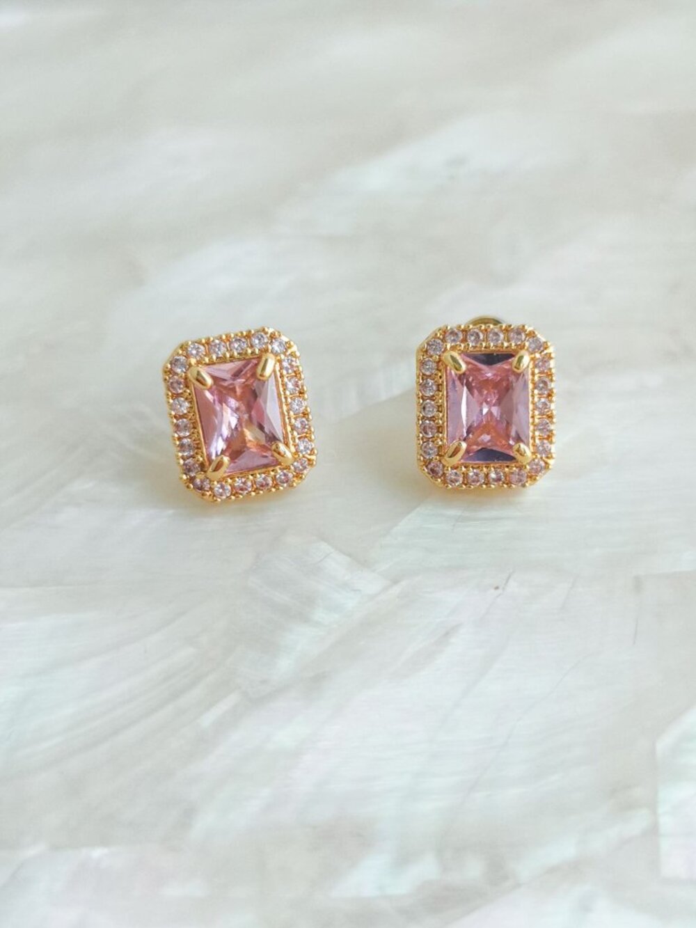 Alicia Bonnie • Aurora Gold Pink Crystal Stud Earrings
